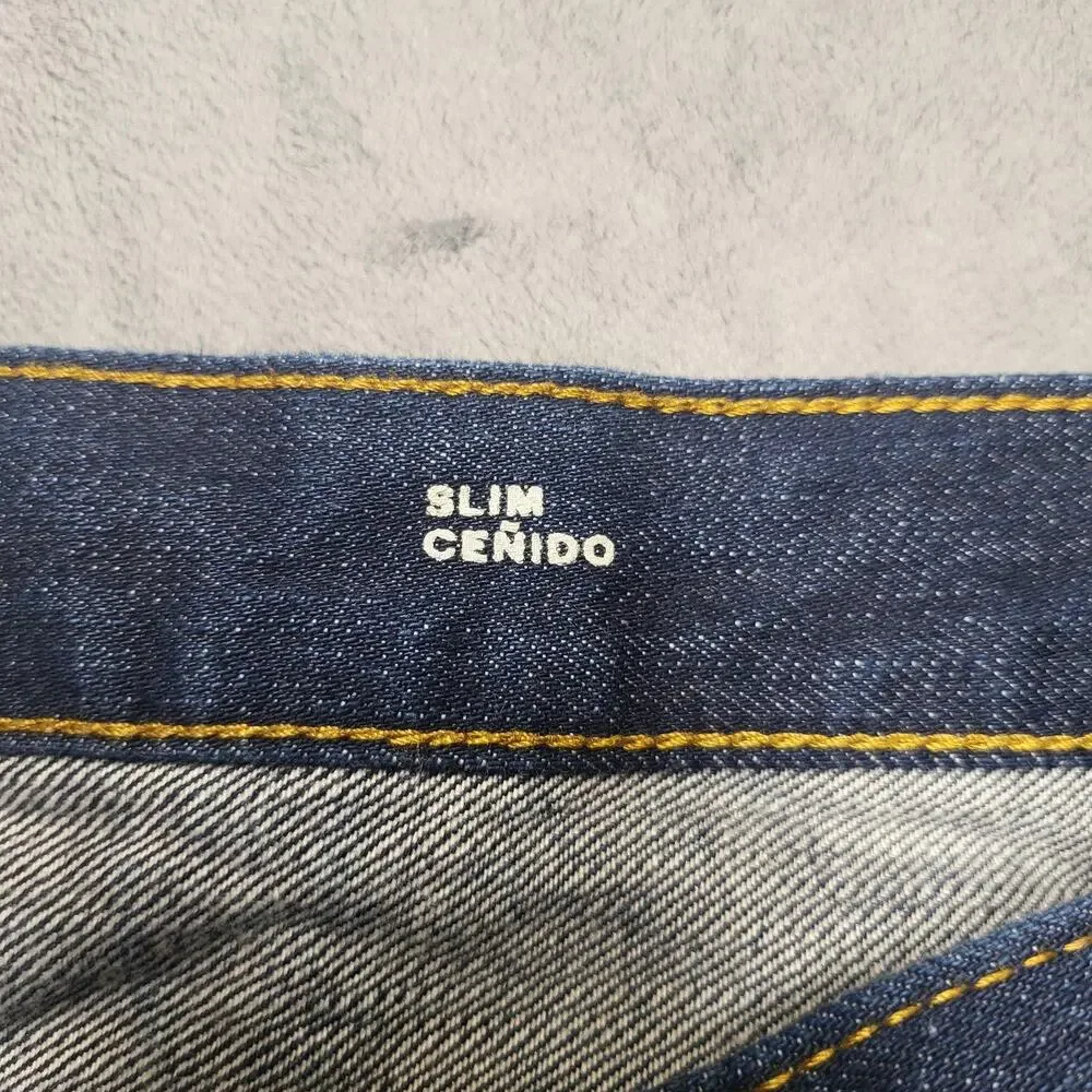 Goodfellow Selvedge Jeans Mens 38x32 Blue Slim Straight Dark Wash 14 Oz